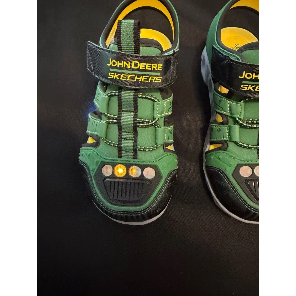 Skechers John Deere Boys Light Up Sandals Green Black 407070L Size 11